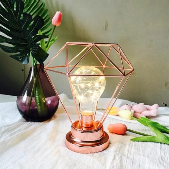 abajur aramado luminaria mesa sem fio a bateria rose cobre micaza luminarias Miresa Lustres e arandelas em promocao e barato