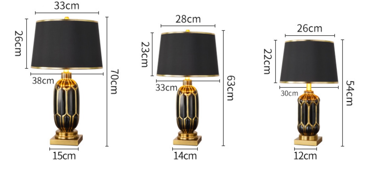 abajur moderno de ceramica verde e listas dourada 70cm altura micaza luminarias Miresa Lustres e arandelas em promocao e barato