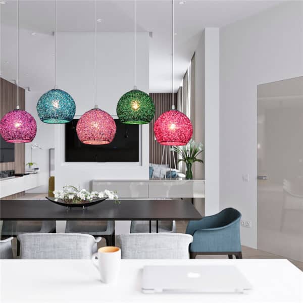 Decora o moderna conduziu a luz pingente de metal colorido bola l mpada lamparas led decorativas 1 luminarias Miresa Lustres e arandelas em promocao e barato