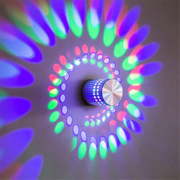 Arandela espiral efeito luz led RGB