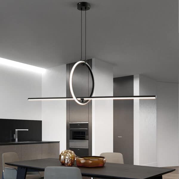 Moderno 2021 led lustre de teto longo preto com controle remoto minimalista decora o mesa sala 1 luminarias Miresa Lustres e arandelas em promocao e barato