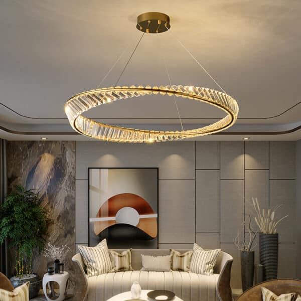 Novos lustres de cristal luxo sala estar l mpada moderna anel quarto restaurante lobby l mpada 1 luminarias Miresa Lustres e arandelas em promocao e barato