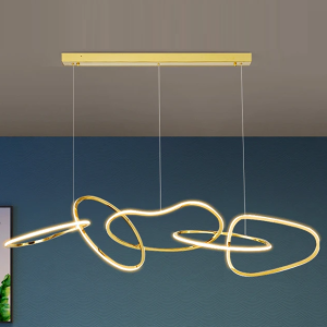 Lustre Minimalista Dourado ou Preto Com Argolas irregulares