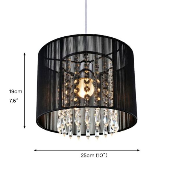 Modern Black String Fabric Shade Pendant Lights D25cm E27 Drum Pendant Chandelier With Crystals Decor For 3 luminarias Miresa Lustres e arandelas em promocao e barato