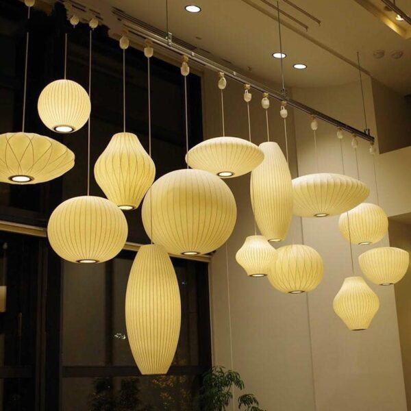 Simple White silk lamp Paper Chandelier Kitchen island Restaurant Danish Pendant Lamp Loft Industial Tatami Japanese 1 luminarias Miresa Lustres e arandelas em promocao e barato