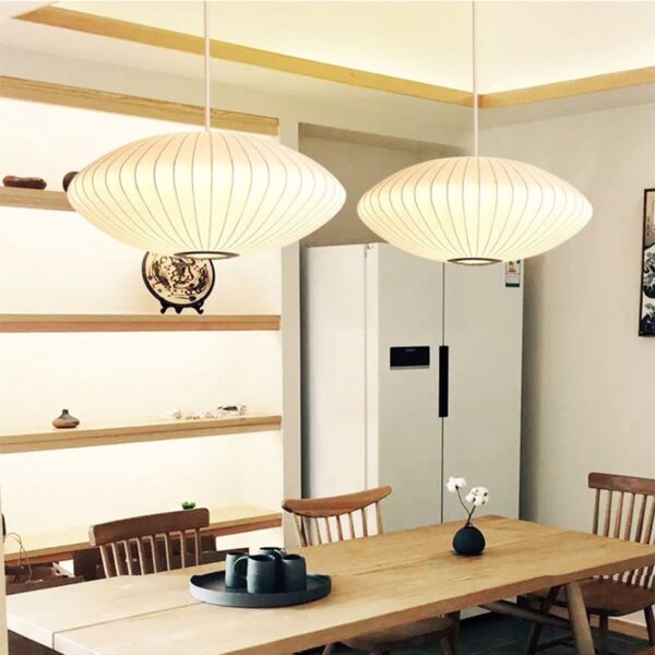 Simple White silk lamp Paper Chandelier Kitchen island Restaurant Danish Pendant Lamp Loft Industial Tatami Japanese 3 luminarias Miresa Lustres e arandelas em promocao e barato