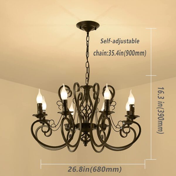 Vintage Wrought Iron Chandelier Candle Light Black Metal Lighting Fixture for Living Room Foyer Hanging Pendant 2 luminarias Miresa Lustres e arandelas em promocao e barato