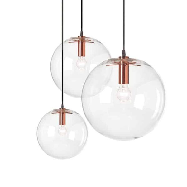 Lumin ria pendente moderna estilo n rdico lumin ria de globo com bola de vidro transparente 3 luminarias Miresa Lustres e arandelas em promocao e barato