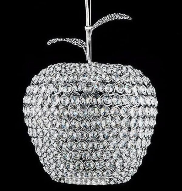 Material cromado moderno lustre apple l mpada de cristal e27 forma l mpada do teto pingente 1 e1661207511910 luminarias Miresa Lustres e arandelas em promocao e barato