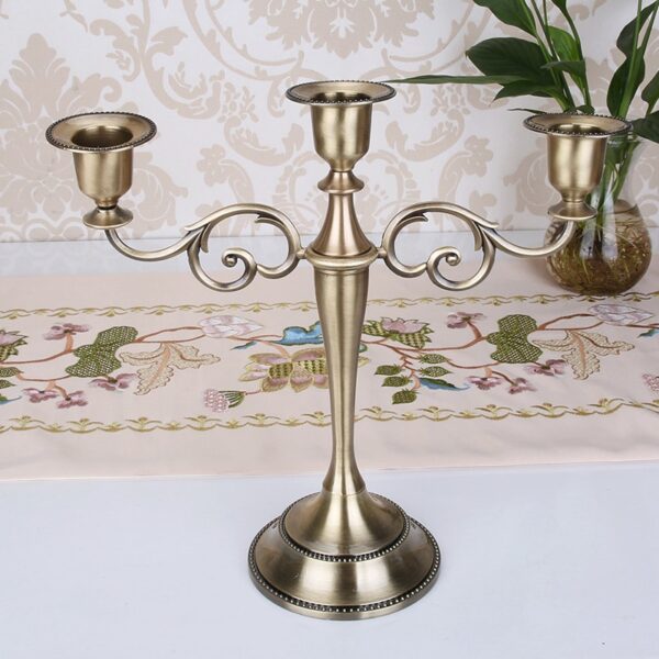 Velas retr banhadas a ouro bronze candelabros com 3 bra os para decora o de casa 1 luminarias Miresa Lustres e arandelas em promocao e barato