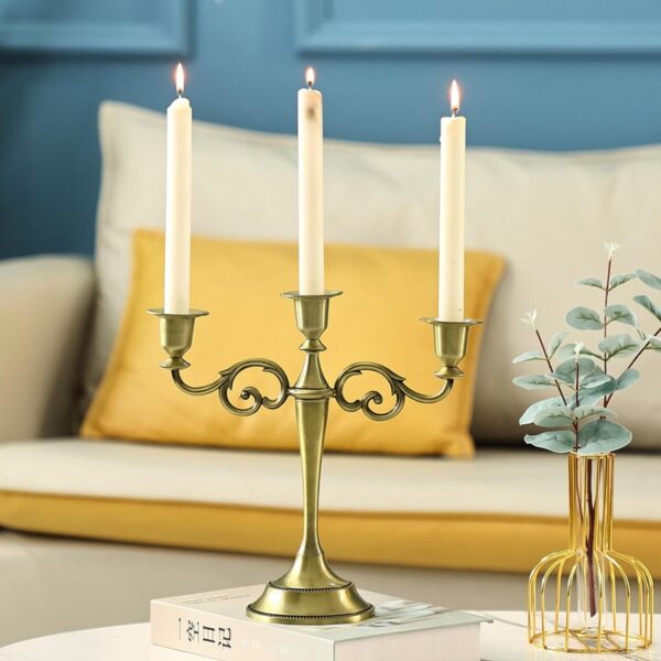 Velas retr banhadas a ouro bronze candelabros com 3 bra os para decora o de casa luminarias Miresa Lustres e arandelas em promocao e barato