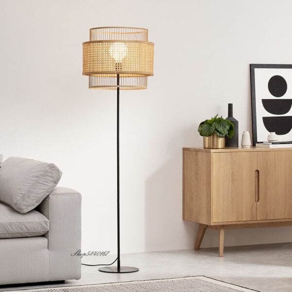 Nordic l mpada de assoalho do vintage luzes suporte retro rattan abajur ilumina o ch o luminarias Miresa Lustres e arandelas em promocao e barato