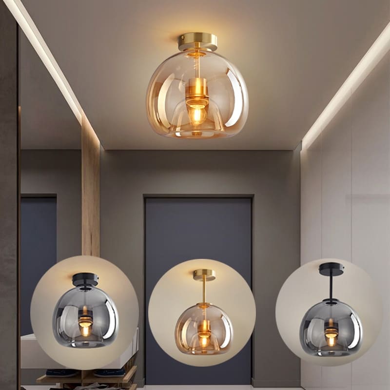 Moderna ilumina o de teto minimalista nordic textura led vidro l mpada do teto corredor criativo 1 luminarias Miresa Lustres e arandelas em promocao e barato