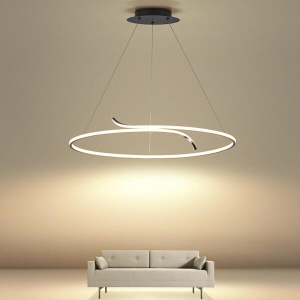 Lustre moderno minimalista argola de alumínio e luz de led