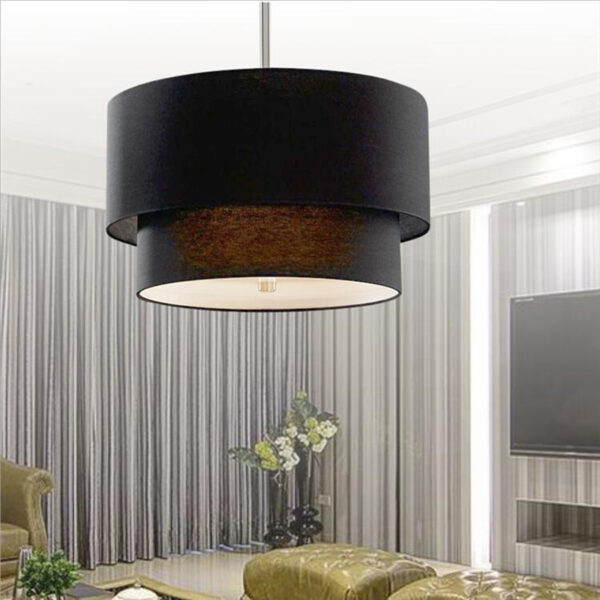 Luxo duplo linho lustre para sala de jantar sala estar quarto mid country estilo pastoral preto 2 luminarias Miresa Lustres e arandelas em promocao e barato