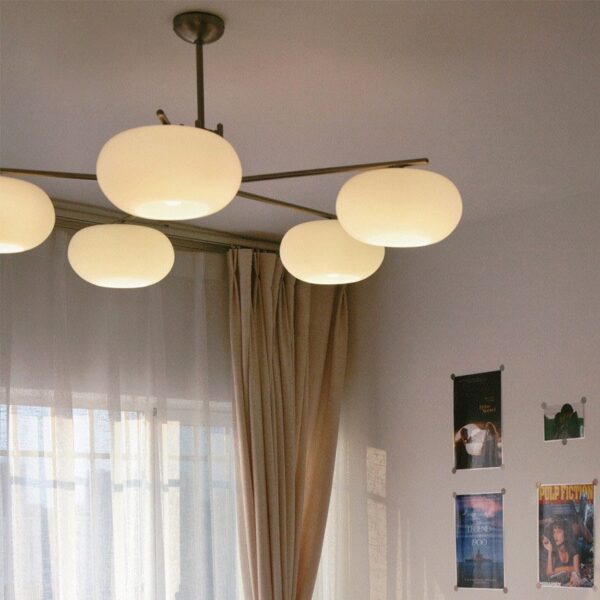 Lustre moderno vidro branco - Image 3