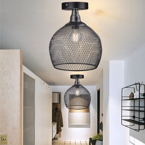 Estilo vintage Retro Pendant Light Ferro Wire Mesh Lustre Pendurado Ilumina o Abajures de teto industrial 2 luminarias Miresa Lustres e arandelas em promocao e barato