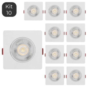 Kit 10 Spot Led 5w Dicr ica Direcion vel Quadrado Forte LUZ BRANCO FRIO NEUTRO QUENTE luminarias Miresa Lustres e arandelas em promocao e barato