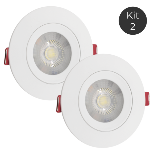 Kit com 2Un Spot Led 7w Redondo