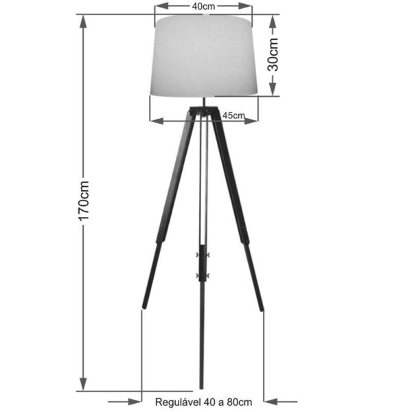 Luminária Chão Tripé Cúpula Algodão Crú - Image 2