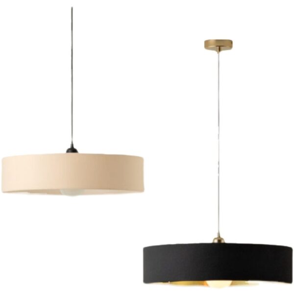 Lustre moderno e simples para a decora o do lar Sombra de pano preto e dourado 1 luminarias Miresa Lustres e arandelas em promocao e barato