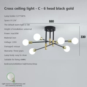 c-6-lampadas-preta-dourada