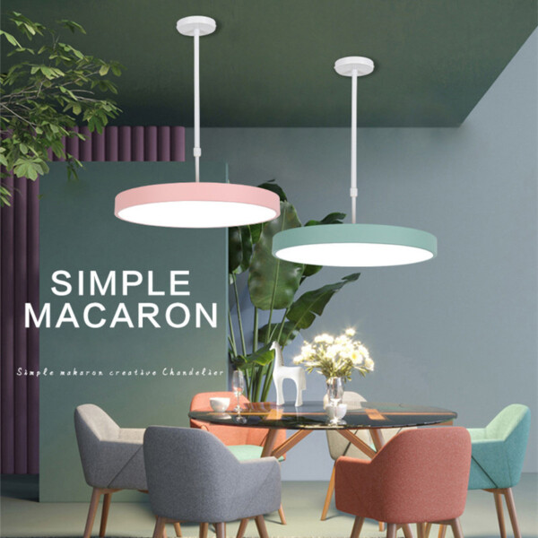 Modern Macaron LED Pendant Light Lustre circular para sala de estar Mesa de jantar Quarto de luminarias Miresa Lustres e arandelas em promocao e barato