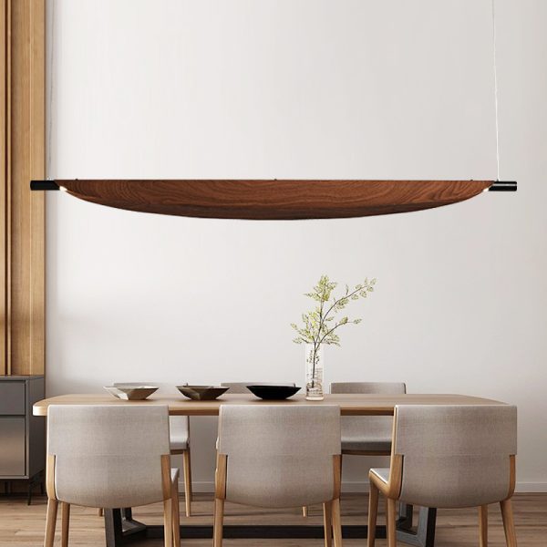 Lustre retangular folha Acabamento Madeira - Image 2