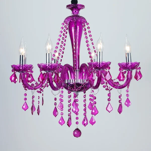 Luzes De Cristal De Cor Europeia Quarto Rom ntico Chandelier Clothing Room KTV Quarto Purple Chandelier luminarias Miresa Lustres e arandelas em promocao e barato