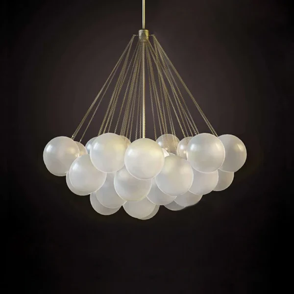 Lustre Moderno Bola Vidro Branco Leitoso