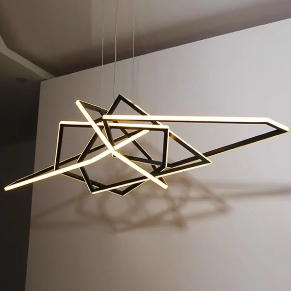 Lustre Minimalista Preto Despojado De Alumínio e Luz de LED