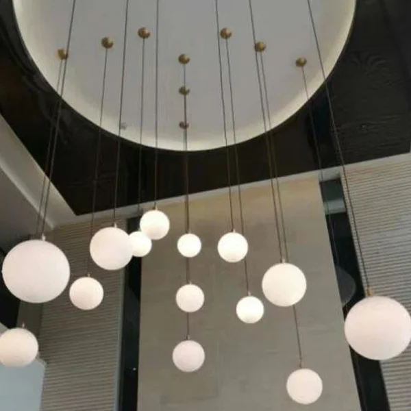 Milky White Ball Glass Pendant Lights Home Pendurado L mpadas Bar Quarto Sala de estar Decora 2 luminarias Miresa Lustres e arandelas em promocao e barato