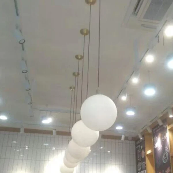 Milky White Ball Glass Pendant Lights Home Pendurado L mpadas Bar Quarto Sala de estar Decora 3 luminarias Miresa Lustres e arandelas em promocao e barato