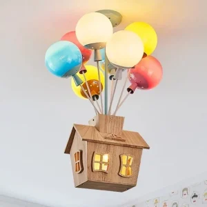 Luminária Infantil Lustre Casa Suspensa Com Balões