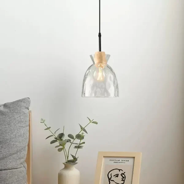 Nordic Glass Pendant Lights LED Madeira Decorativa Pendurado L mpadas Para Sala De Jantar Sala De 2 luminarias Miresa Lustres e arandelas em promocao e barato