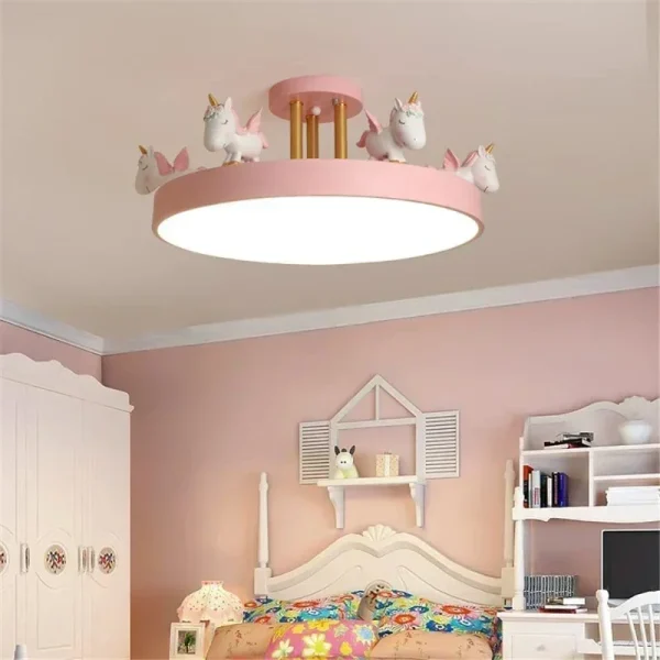 SANDYHA Cartoon Resin Unicorn Teto Lights Decora o para Casa L mpadas LED para Quarto de luminarias Miresa Lustres e arandelas em promocao e barato