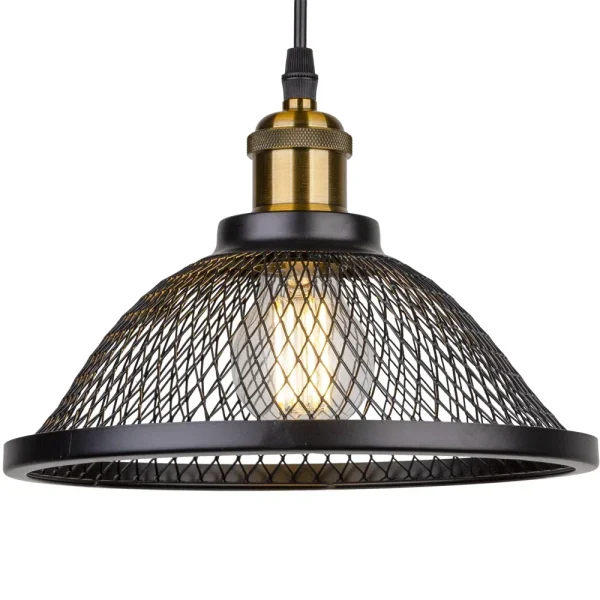 Vintage preto ferro Net gaiola LED pendurar l mpada cozinha luz de teto lumin ria sala luminarias Miresa Lustres e arandelas em promocao e barato