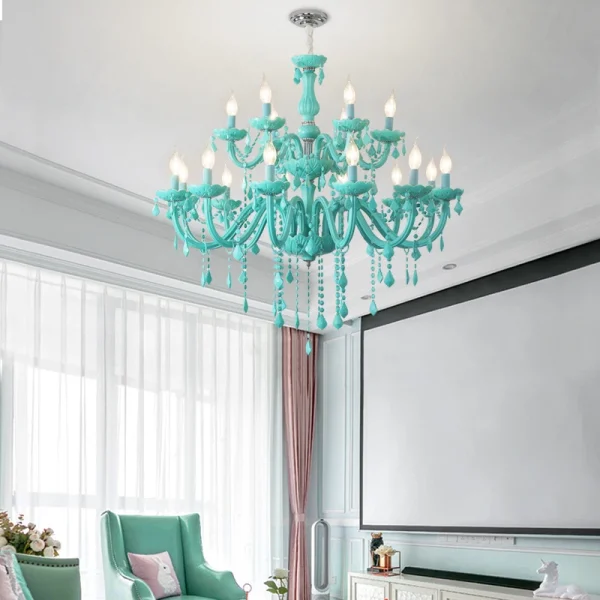 OUFULA Green Crystal Pendant Lamp Art Candle Lamp Quarto de Crian a Sala de Estar Restaurante 2 luminarias Miresa Lustres e arandelas em promocao e barato