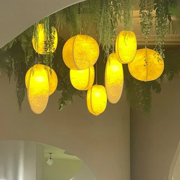 kf Sa70e546113414091ab48430a6b290b6d1 Nordic Silk Led Pendant Lights Wabi Sabi Pendant Chandelier Lighting Modern Creamy Style Suspend Lamp Led luminarias Miresa Lustres e arandelas em promocao e barato