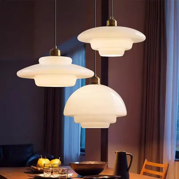 kf Sb9af51a5bc134c0bb5863b9d39bab045s Nordic Cream Wind Milk Glass Art Decorative Pendant Lights LED E27 Modern Light Fixtures Kitchen Island luminarias Miresa Lustres e arandelas em promocao e barato