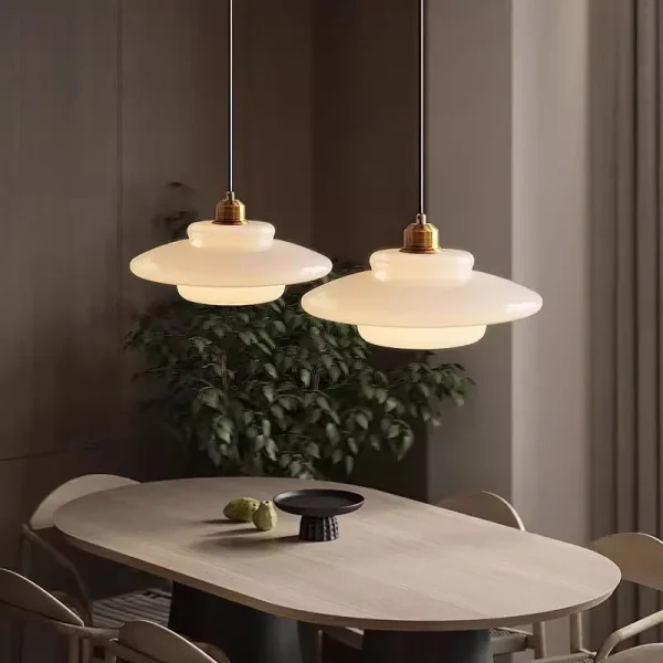 kf Se429c05c168c408cb2c67fb5440dbfdaN Nordic Cream Wind Milk Glass Art Decorative Pendant Lights LED E27 Modern Light Fixtures Kitchen Island luminarias Miresa Lustres e arandelas em promocao e barato