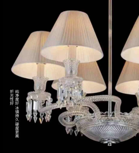 2 lustre de cristal cupula tecido branco plissado luminarias Miresa Lustres e arandelas em promocao e barato