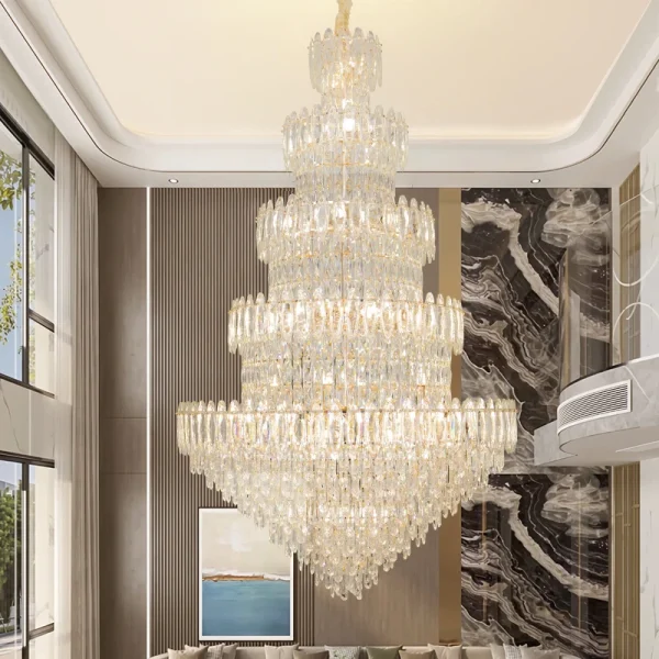 Lustre Grande Moderno Imperial De Cristal Para Escadas e Tetos Duplos - Image 3