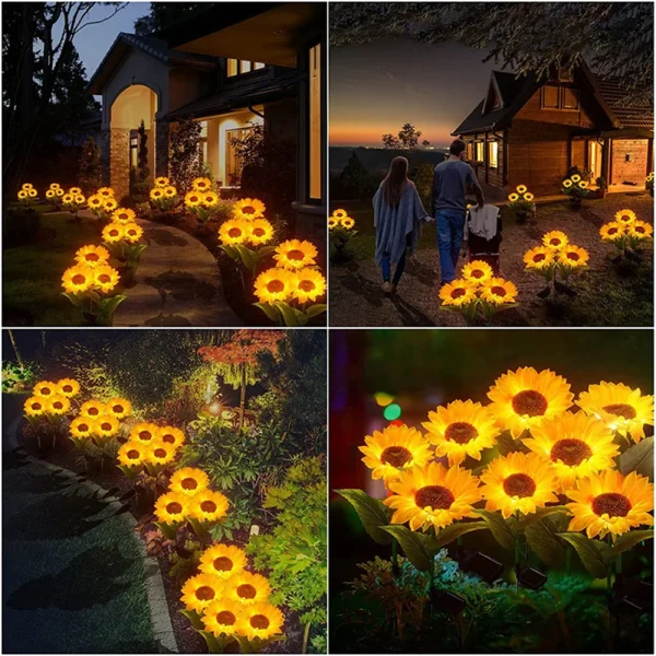 kf S898f3f1e34e14757bcc521ee6c691cc7r 3 Head Solar Sunflower Lights LED Light Garland Outdoor Waterproof Garden Lawn Party Christmas Decoration Solar luminarias Miresa Lustres e arandelas em promocao e barato