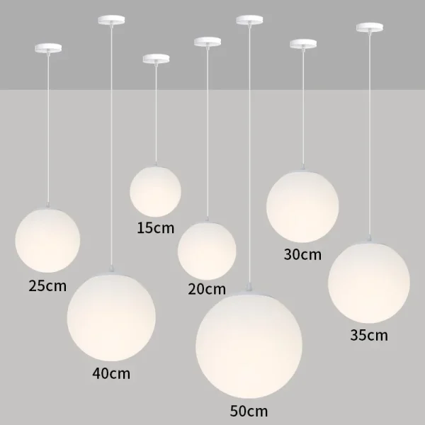 kf Sf6f6832dd9c84118a760cfcffea18d8aP Acrylic Milk White Ball Pendant Lamp PE Roll Molded Frosted Lustre Round Pendant Lights Modern Minimalist luminarias Miresa Lustres e arandelas em promocao e barato