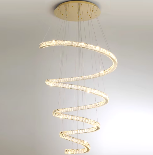 Lustre Espiral Cristal Asfuor K9 Para Escadas