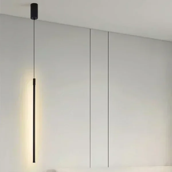 Luminária Pendente Tubular Linear Alumínio Preto