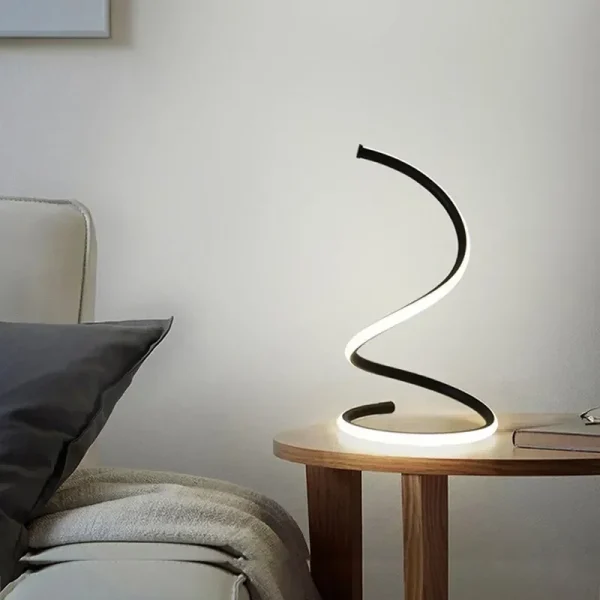 Luminária Mesa Dourado Espiral Aluminio Com Dimmer Marca Miresa Para Mesa Criado Mudo Em Quarto