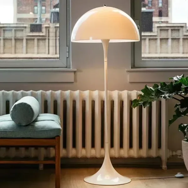 Luminária De Chão Branca 130cm Cogumelo Design Escandinavo