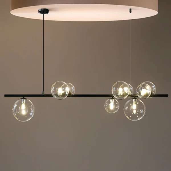Lustre Retangular Molécula Bola Vidro